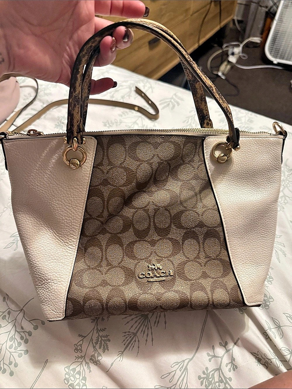 Coach Kacey Satchel In Colorblock Signature Canvas Tote